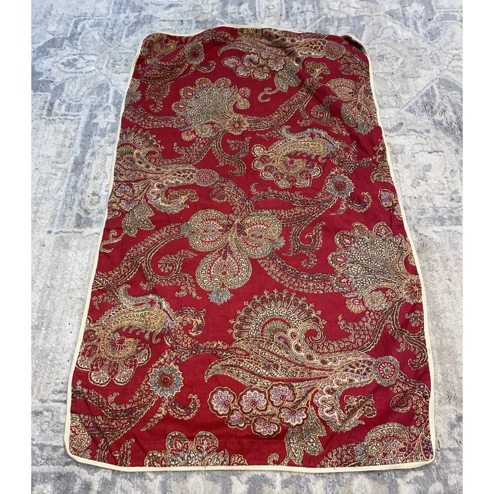 Pair Chaps Pillow Shams Red‎ Paisley Tan Trim King Bedding Traditional
